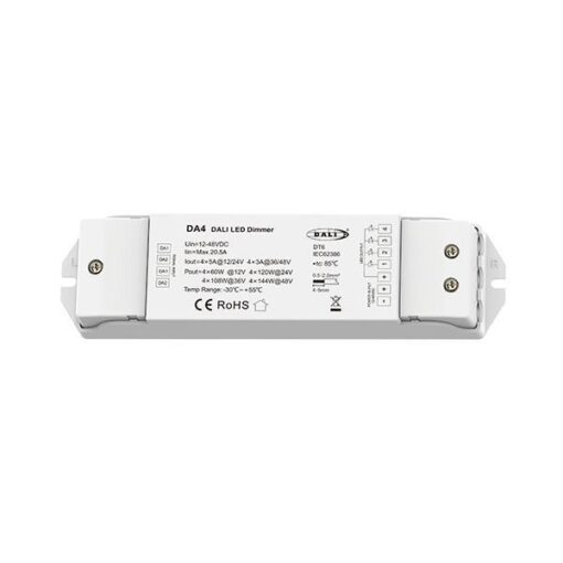 DALI LED DIMMER 5A*4CH 12-48VDC DA4-L EUROLAMP – 145-71602