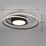 Φωτιστικό Οροφής Trio Lighting  LED 56W Μαύρο Ματ Μεταλλικό Dimmable 6800lm  2700Κ-6000K με Τηλεχειριστήριο – 672310232