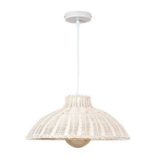 ΦΩΤΙΣΤΙΚΟ ΚΡΕΜΑΣΤΟ ΜΟΝΟΦΩΤΟ Ε27 MAX 60W D450XH180 RATTAN ΛΕΥΚΟ EUROLAMP – 144-33017