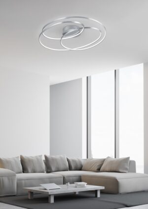 Φωτιστικό Οροφής Trio Lighting LED 38,5W  Νίκελ Ματ Μεταλλικό Step Dimmable 3850lm 3000K  673916007