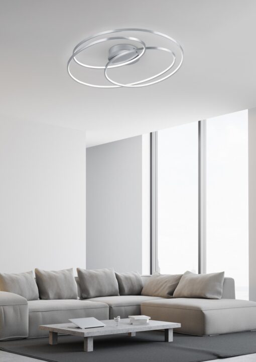 Φωτιστικό Οροφής Trio Lighting LED 38,5W  Νίκελ Ματ Μεταλλικό Step Dimmable 3850lm 3000K  673916007