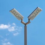 LED ηλιακό φωτιστικό δρόμου 40W solar panel φυσικό λευκό 4000K με γκρι σώμα με αισθητήρα και τηλεχειριστήριο V-TAC – 6757