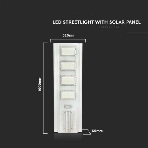 LED ηλιακό φωτιστικό δρόμου 40W solar panel φυσικό λευκό 4000K με γκρι σώμα με αισθητήρα και τηλεχειριστήριο V-TAC – 6757