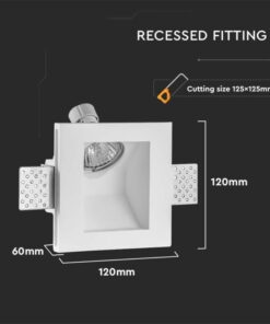 Γύψινο χωνευτό φωτιστικό GU10 τετράγωνο με λευκό σώμα V-TAC – 6773