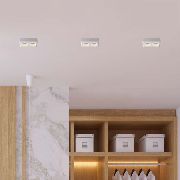 Γύψινη Επιφανειακή Χωνευτή Διπλή Βάση Σποτ 2ΧGU10 V-TAC Λευκή – 6775