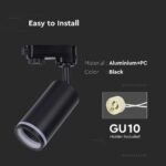 LED Τριφασικό Φωτιστικό Ράγας GU10 V-TAC Μαύρο Περιστρεφόμενο – 6784