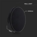 LED Απλίκα Τοίχου Αρχιτεκτονικού Φωτισμού 12W Στρογγυλή Μαύρο V-TAC IP65 Θερμό Λευκό 3000K – 6787