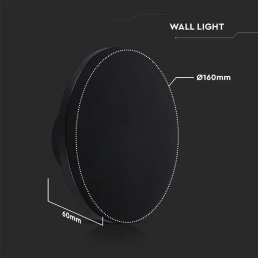 LED Απλίκα Τοίχου Αρχιτεκτονικού Φωτισμού 12W Στρογγυλή Μαύρο V-TAC IP65 Θερμό Λευκό 3000K – 6787