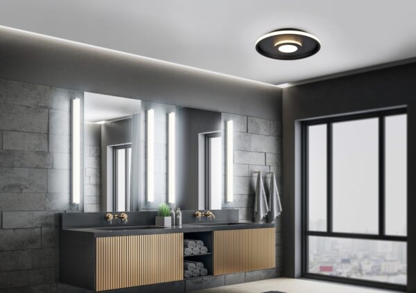 Φωτιστικό Οροφής Trio Lighting  LED 35W Μαύρο Ματ Μεταλλικό Step Dimmable 4100lm IP44 3000K – 680819332