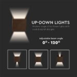 LED Φωτιστικό Τοίχου 11W Up-Down V-TAC Καφέ Αδιάβροχο IP65 Θερμό 3000K – 6820
