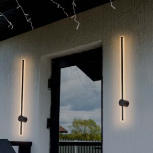 Επιτοίχιο Φωτιστικό Τοίχου 12W LED V-TAC Μαύρο Γραμμικό IP65 Θερμό Λευκό 3000K – 6834