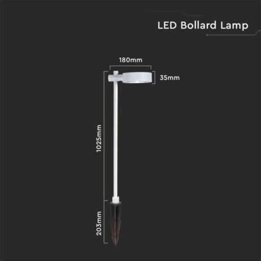 LED αδιάβροχο φωτιστικό καρφί 7W IP65 3000K θερμό λευκό με λευκό σώμα V-TAC – 6836