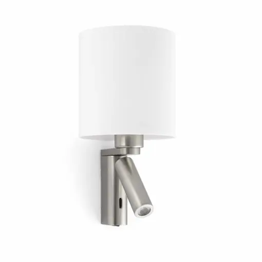 Faro Barcelona  Φωτιστικό Τοίχου Rob Νίκελ Ματ Λευκό με LED Σποτ και 1xE27 – 68498