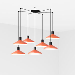 Faro Barcelona KOMBO Κρεμαστό 7Φωτο Φωτιστικό Πορτοκαλί Χρώματος 1X E27- 68597-7L