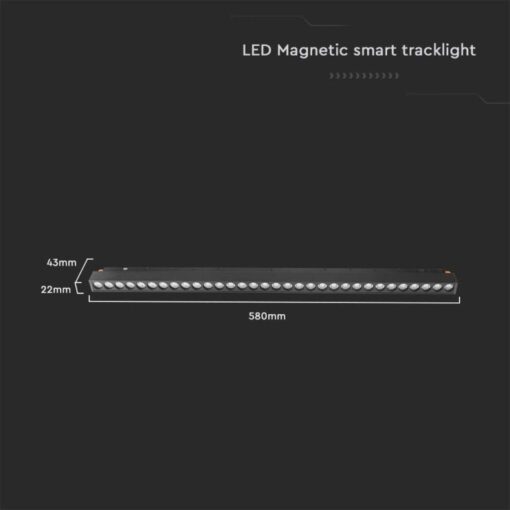 LED WiFi μαγνητικό φωτιστικό ράγας 20W SMD CCT μαύρο σώμα 48V V-TAC – 6885