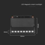 LED WiFi μαγνητικό φωτιστικό ράγας 10W SMD CCT μαύρο σώμα 48V κινητό V-TAC – 6886