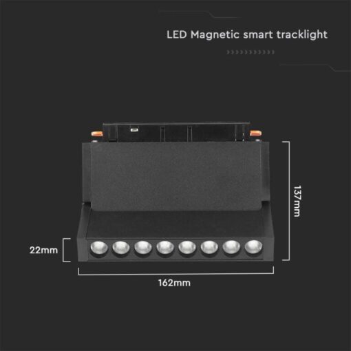 LED WiFi μαγνητικό φωτιστικό ράγας 10W SMD CCT μαύρο σώμα 48V κινητό V-TAC – 6886