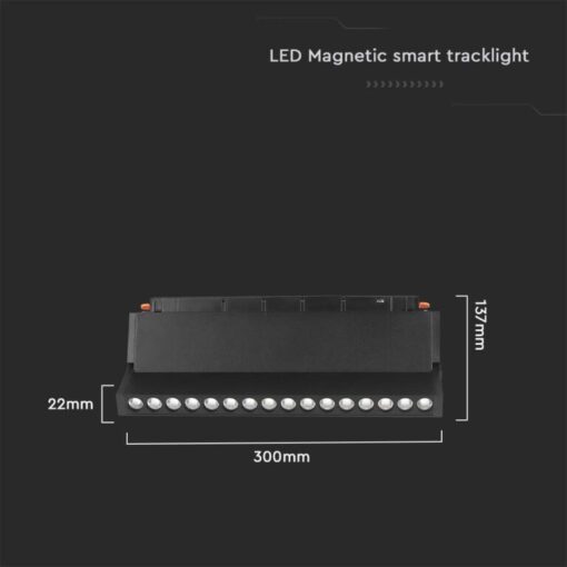 LED WiFi μαγνητικό φωτιστικό ράγας 18W SMD CCT μαύρο σώμα 48V κινητό V-TAC – 6887