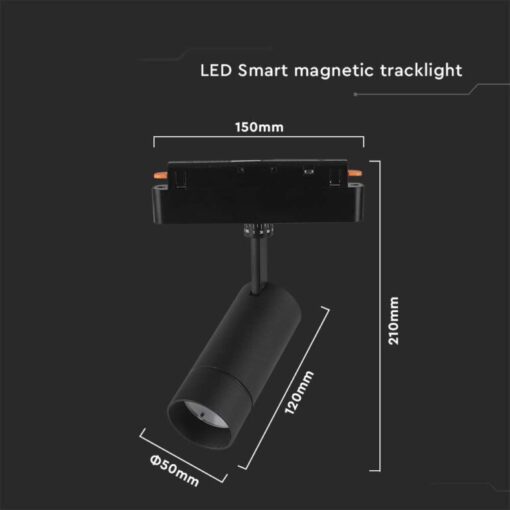 LED WiFi μαγνητικό φωτιστικό ράγας spot 8W SMD CCT μαύρο σώμα 48V V-TAC – 6888