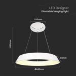 LED κρεμαστό φωτιστικό οροφής Designer 48W 3000K θερμό λευκό με λευκό σώμα dimmable V-TAC – 6903