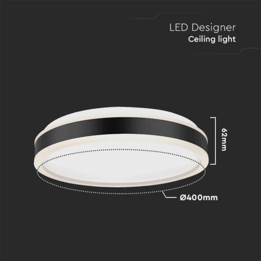 Πλαφονιέρα Οροφής LED Στρογγυλή 38W Μαύρη Φ400 V-TAC 4050lm Φυσικό Λευκό 4000K – 6908