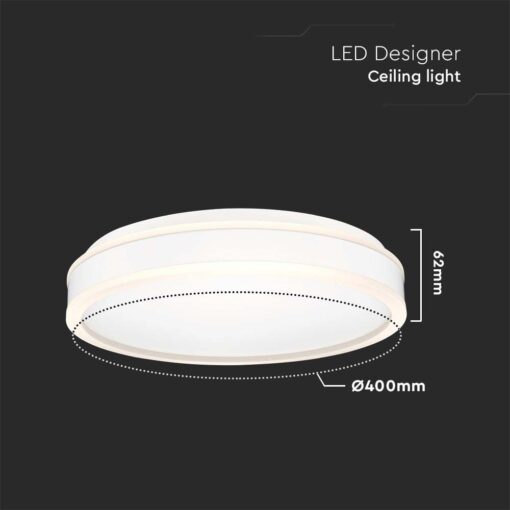 Πλαφονιέρα Οροφής LED Τετράγωνη 38W Λευκή Φ400 V-TAC 4050lm Φυσικό Λευκό 4000K – 6909