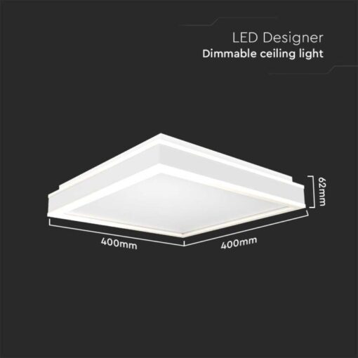 LED φωτιστικό οροφής Designer τετράγωνο 38W 4000Κ φυσικό λευκό με λευκό σώμα V-TAC – 6915
