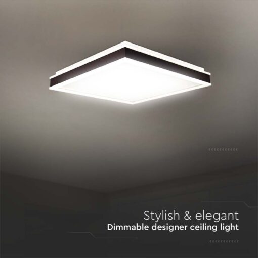 Πλαφονιέρα Οροφής LED Τετράγωνη 48W Triac Dimmable Μαύρη 50x50cm V-TAC 4480lm Φυσικό Λευκό 4000K – 6917