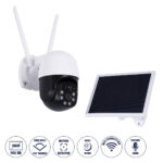 GloboStar® 86055 Αυτόνομη Ηλιακή IP Camera 1080P 2MP WiFi 350° Μοιρών – 3200mAh – Φωτοβολταϊκό Πάνελ – Νυχτερινή Όραση με LED IR – Ανιχνευτή Κίνησης – Νυχτερινή Λήψη – Αδιάβροχη IP66 – Λευκό