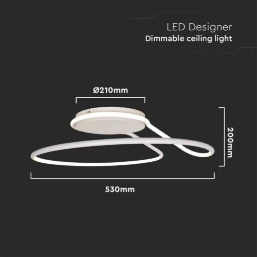 LED φωτιστικό οροφής Designer 54W 4000Κ φυσικό λευκό με λευκό σώμα dimmable V-TAC – 6924