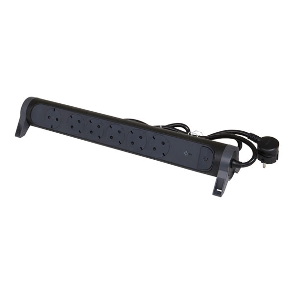 Πολύπριζο Ασφαλείας Υπέρτασης 6 θέσεων Σούκο με καλώδιο 1.5m σε μαύρο σώμα με διακόπτη LEGRAND – 694513