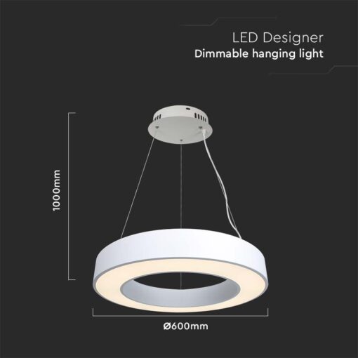 Κρεμαστό Φωτιστικό LED 50W Dimmable Λευκό Σώμα V-TAC 6100lm Φυσικό Λευκό 4000K – 6958