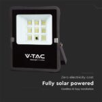 LED Ηλιακός Προβολέας 6W με Φ/Β Πάνελ & Τηλεχειριστήριο V-TAC Μαύρος IP65 400lm Φυσικό Λευκό 4000K – 6965