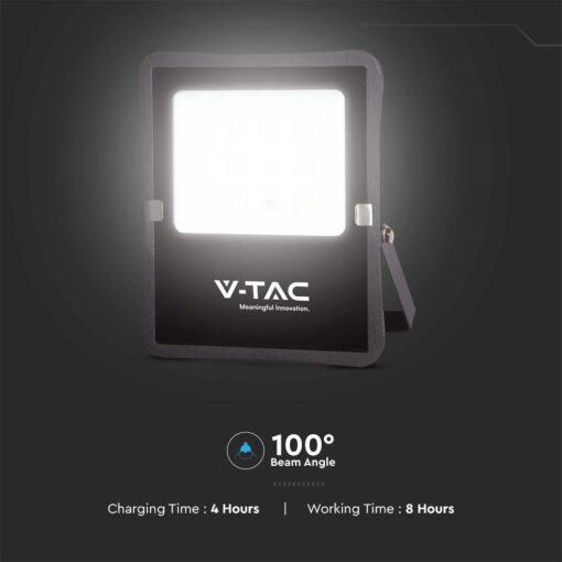 LED Ηλιακός Προβολέας 6W με Φ/Β Πάνελ & Τηλεχειριστήριο V-TAC Μαύρος IP65 400lm Φυσικό Λευκό 4000K – 6965
