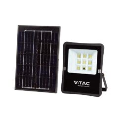 LED Ηλιακός Προβολέας 6W με Φ/Β Πάνελ & Τηλεχειριστήριο V-TAC Μαύρος IP65 400lm Φυσικό Λευκό 4000K – 6965