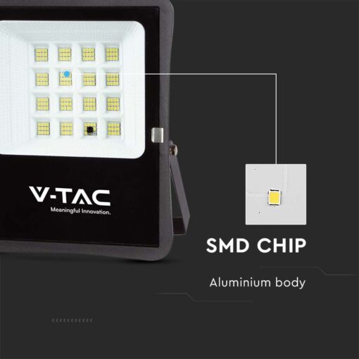 LED Ηλιακός Προβολέας 15W με Φ/Β Πάνελ & Τηλεχειριστήριο V-TAC Μαύρος IP65 1600lm Φυσικό Λευκό 4000K – 6969