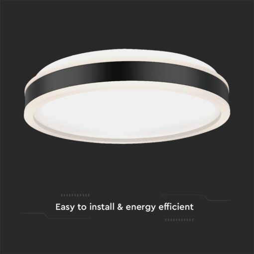 Πλαφονιέρα Οροφής LED Στρογγυλή 24W Μαύρη Φ450 V-TAC 2500lm Φυσικό Λευκό 4000K – 6988