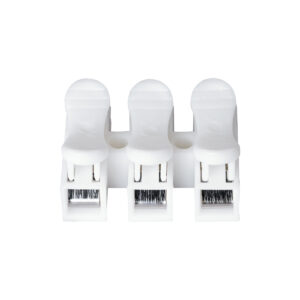 GloboStar® FAST-CONNECT 69906 Τριπλή Κλέμα Ταχείας Σύνδεσης & Διακλάδωσης Καλωδίων – 3 x Είσοδοι & 3 x Έξοδοι με Συμβατή Διατομή Καλωδίων 0.2mm² έως 1mm² – 250V 2A Max – Μ2 x Π2.7 x Υ1.9cm – Λευκό – Πακέτο 20 Τεμαχίων – 5 Years Warranty