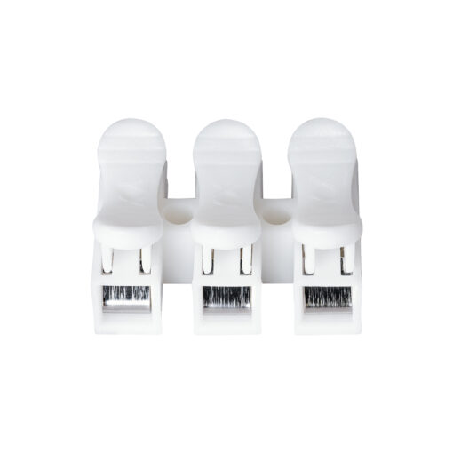 GloboStar® FAST-CONNECT 69906 Τριπλή Κλέμα Ταχείας Σύνδεσης & Διακλάδωσης Καλωδίων – 3 x Είσοδοι & 3 x Έξοδοι με Συμβατή Διατομή Καλωδίων 0.2mm² έως 1mm² – 250V 2A Max – Μ2 x Π2.7 x Υ1.9cm – Λευκό – Πακέτο 20 Τεμαχίων – 5 Years Warranty