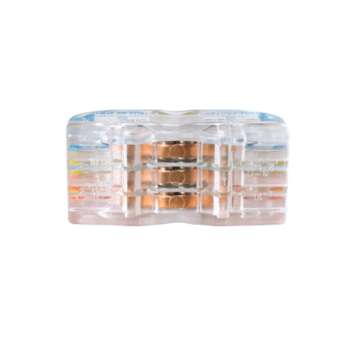 GloboStar® FAST-CONNECT 69908 Τριπλή Κλέμα Ταχείας Σύνδεσης & Διακλάδωσης Καλωδίων – 3 x Είσοδοι & 3 x Έξοδοι με Συμβατή Διατομή Καλωδίων 0.08mm² έως 2.5mm² – 250V/4KV 32A Max – Μ4 x Π4 x Υ1.5cm – Διάφανο με Πορτοκαλί, Κίτρινο & Μπλε – Πακέτο 5 Τεμαχίων – 5 Years Warranty