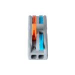 GloboStar® FAST-CONNECT 69911 Διπλή Κλέμα Ταχείας Σύνδεσης & Διακλάδωσης Καλωδίων – 2 x Είσοδοι & 2 x Έξοδοι με Συμβατή Διατομή Καλωδίων 0.08mm² έως 2.5mm² – 250V/4KV 32A Max – Μ2 x Π4 x Υ1.5cm – Γκρι με Πορτοκαλί & Μπλε – Πακέτο 5 Τεμαχίων – 5 Years Warranty
