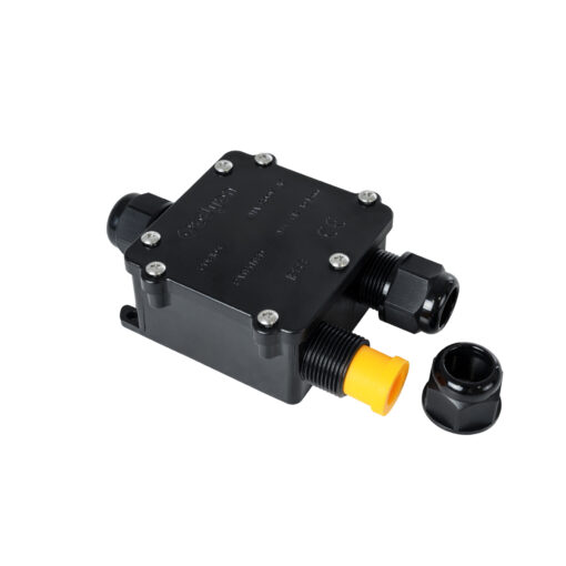 GloboStar® FAST-CONNECT 69915 Τριπλό Υ Αδιάβροχο IP68 Κυτίο Ταχείας Σύνδεσης & Διακλάδωσης Καλωδίων – 3 x Είσοδοι – Εσωτερική Τετραπλή Κλέμα με Συμβατή Διατομή Καλωδίων 4 x 0.5mm² έως 4 x 2.5mm² – 500V 41A Max – Μ13 x Π8 x Υ4cm – Μαύρο – 5 Years Warranty