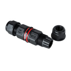 GloboStar® FAST-CONNECT 69919 Διπλός Ι Αδιάβροχος IP68 Σύνδεσμος Ταχείας Σύνδεσης & Διακλάδωσης Καλωδίων – 1 x Είσοδος & 1 x Έξοδος – Εσωτερική Διπλή Κλέμα με Συμβατή Διατομή Καλωδίων 2 x 0.5mm² έως 2 x 1.5mm² – 450V 16A Max – Φ2.5 x Υ9cm – Μαύρο – 5 Years Warranty