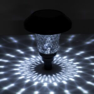 GloboStar® 69927 ΣΕΤ 4 Τεμαχίων Αυτόνομα Ηλιακά Φωτιστικά LED SMD 0.24W/Τεμ. 24lm/Τεμ. με Ενσωματωμένη Μπαταρία 600mAh – Φωτοβολταϊκό Πάνελ με Αισθητήρα Ημέρας-Νύχτας Αδιάβροχο IP65 Φανάρι Κήπου Στρογγυλό Ψυχρό Λευκό 6000K Φ12 x Υ23cm