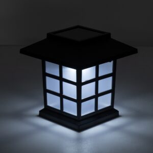 GloboStar® 69928 ΣΕΤ 2 Τεμαχίων Αυτόνομα Ηλιακά Φωτιστικά LED SMD 0.24W/Τεμ. 24lm/Τεμ. με Ενσωματωμένη Μπαταρία 600mAh – Φωτοβολταϊκό Πάνελ με Αισθητήρα Ημέρας-Νύχτας Αδιάβροχο IP65 Φανάρι Κήπου Τετράγωνο Ψυχρό Λευκό 6000K Μ8.5 x Π8.5 x Υ26.5cm