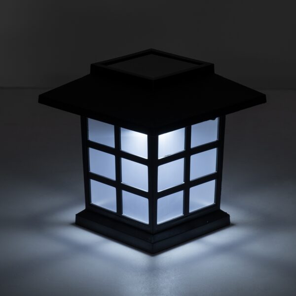 GloboStar® 69928 ΣΕΤ 2 Τεμαχίων Αυτόνομα Ηλιακά Φωτιστικά LED SMD 0.24W/Τεμ. 24lm/Τεμ. με Ενσωματωμένη Μπαταρία 600mAh – Φωτοβολταϊκό Πάνελ με Αισθητήρα Ημέρας-Νύχτας Αδιάβροχο IP65 Φανάρι Κήπου Τετράγωνο Ψυχρό Λευκό 6000K Μ8.5 x Π8.5 x Υ26.5cm