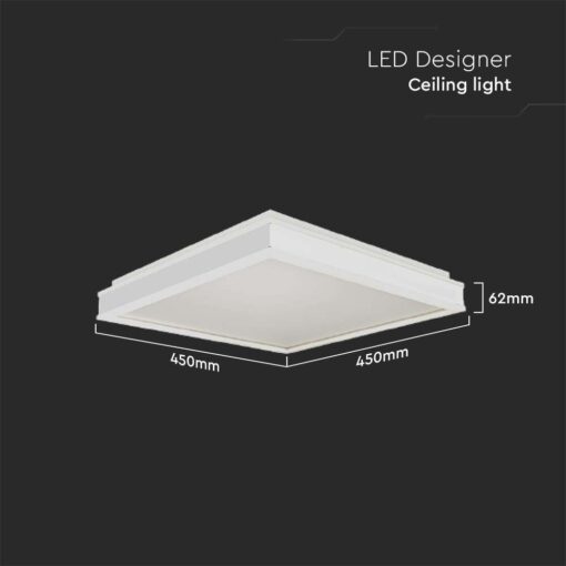 Πλαφονιέρα Οροφής LED Τετράγωνη 24W Λευκή 45x45cm V-TAC 2500lm Φυσικό Λευκό 4000K – 6993