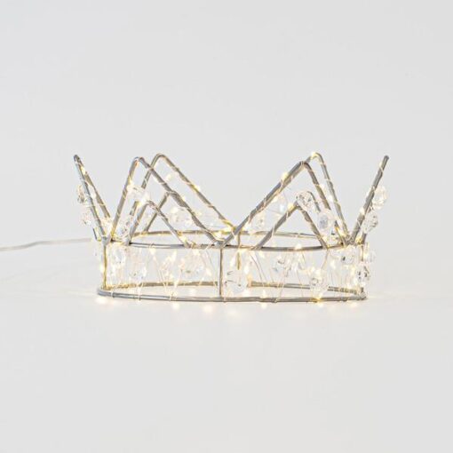 ΦΩΤΙΖΟΜΕΝΗ ΚΟΡΩΝΑ 21Χ9  ΜΕ ΚΡΥΣΤΑΛΛΑΚΙΑ, 70 MINI LED, ΜΠΑΤΑΡΙΑΣ, ΜΕ ΧΡΟΝΟΔΙΑΚΟΠΤΗ, ΑΣΗΜΙ ΧΑΛΚINO ΚΑΛΩΔΙΟ, ΘΕΡΜΟ ΛΕΥΚΟ LED, ΠΡΟΕΚΤΑΣΗ ΠΑΡΟΧΗΣ 50cm, IP20 EUROLAMP – 600-22482