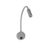 GloboStar® GOOSE 61689 Φωτιστικό Τοίχου – Απλίκα LED 3W 300lm 36° AC 220-240V IP20 – Reading Light – Θερμό Λευκό 2700K Γκρι Αλουμίνιο – Μ6.5 x Π22.5 x Υ23cm – 2 Xρόνια Εγγύηση