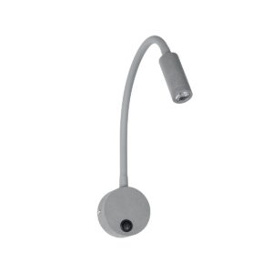 GloboStar® GOOSE 61689 Φωτιστικό Τοίχου – Απλίκα LED 3W 300lm 36° AC 220-240V IP20 – Reading Light – Θερμό Λευκό 2700K Γκρι Αλουμίνιο – Μ6.5 x Π22.5 x Υ23cm – 2 Xρόνια Εγγύηση